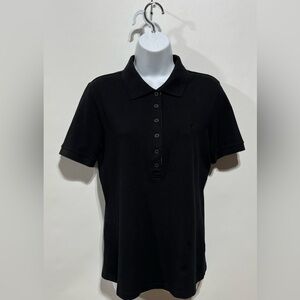Burberry Black‎ Polo Shirt With A Plaid Design Placket Black Logo Size Large